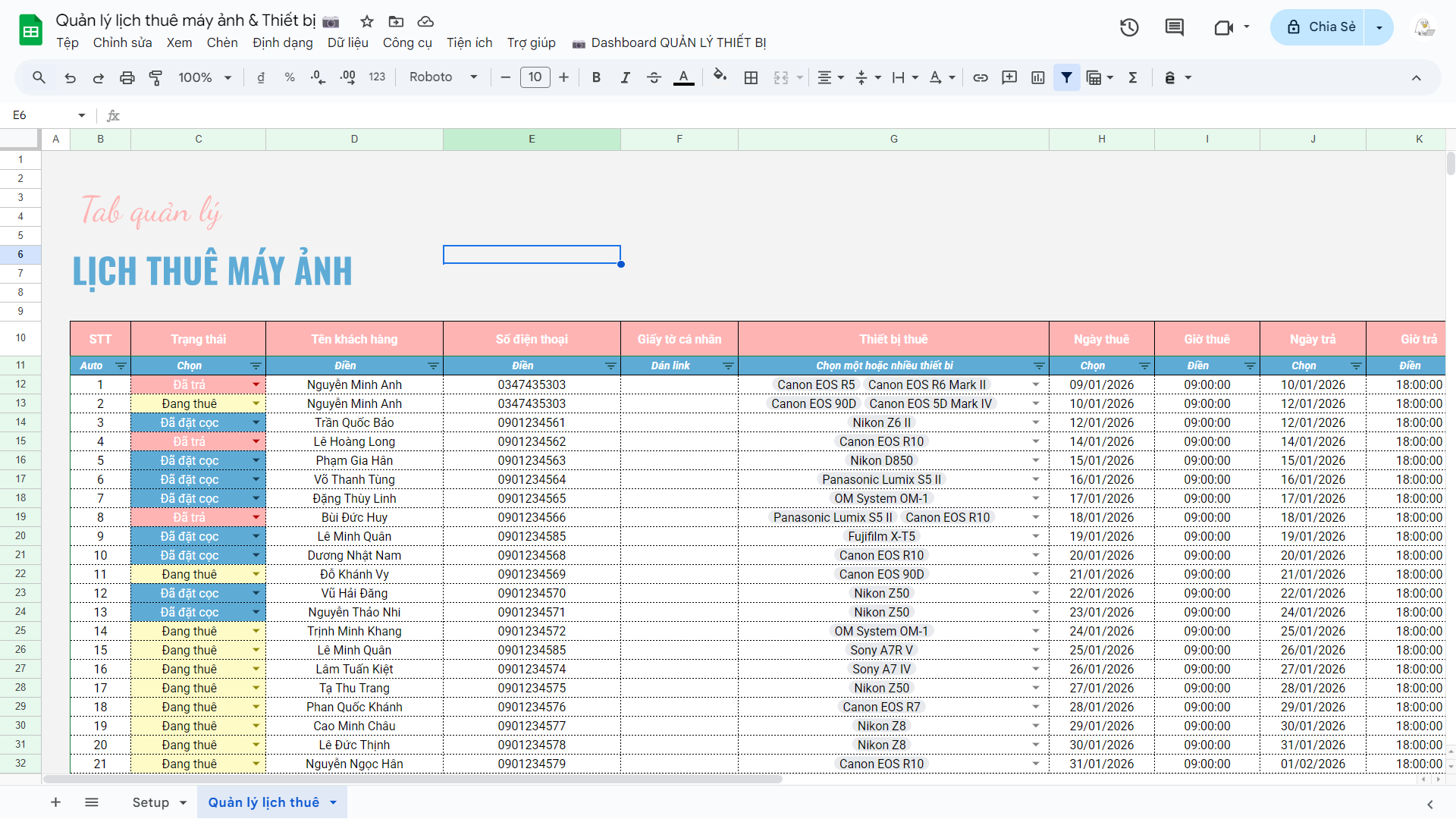 Quản lý lịch thuê máy ảnh & Thiết bị thông minh 2026 - Ảnh 10