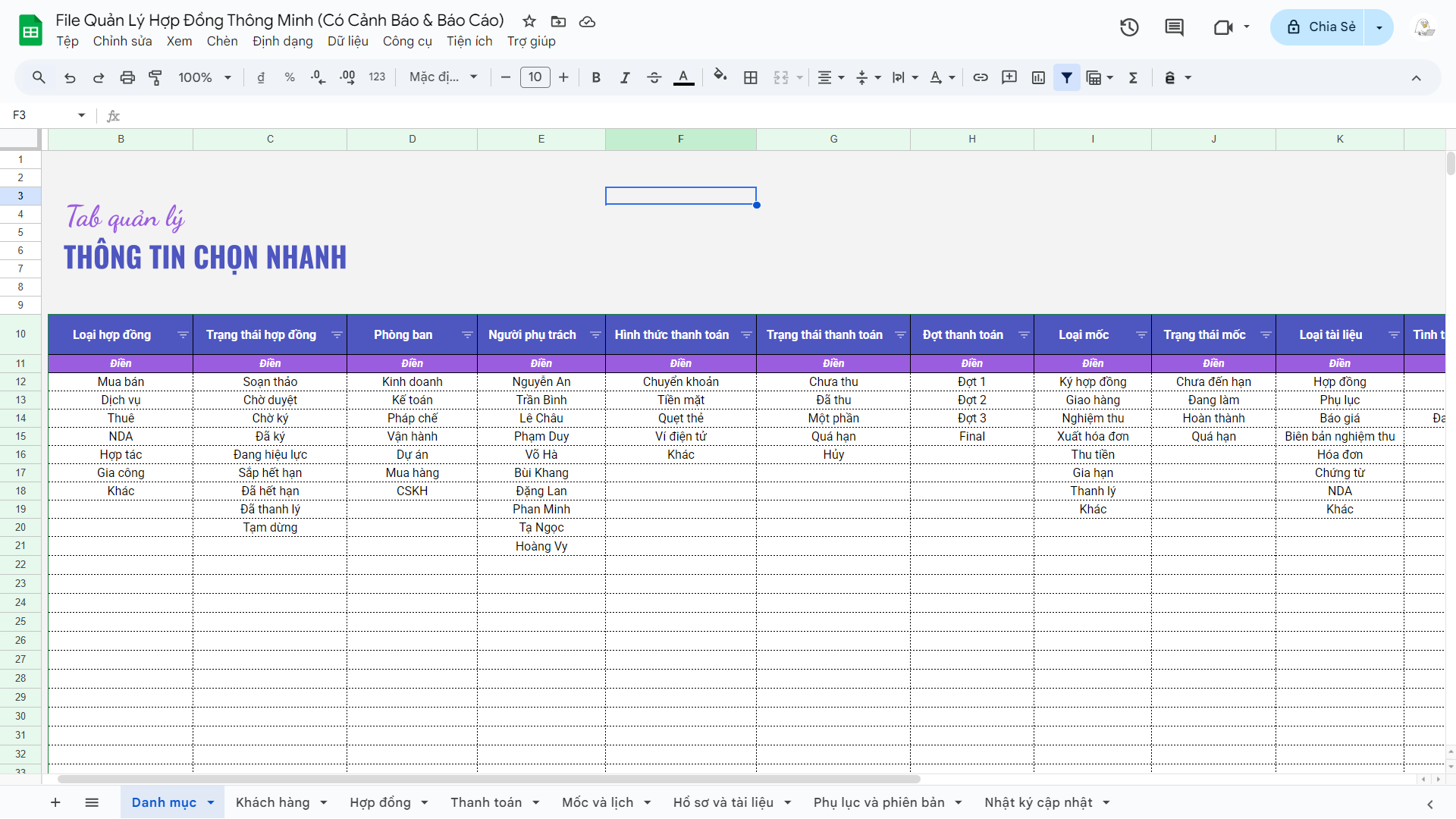 File Quản Lý Hợp Đồng Thông Minh (Có Cảnh Báo & Báo Cáo) - Ảnh 17