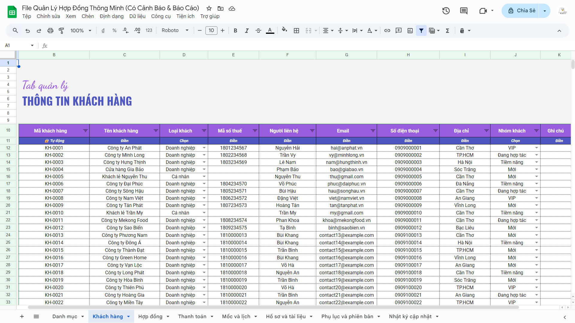 File Quản Lý Hợp Đồng Thông Minh (Có Cảnh Báo & Báo Cáo) - Ảnh 16