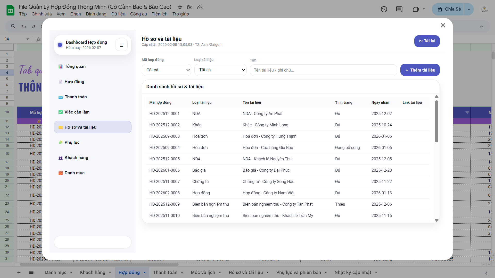 File Quản Lý Hợp Đồng Thông Minh (Có Cảnh Báo & Báo Cáo) - Ảnh 5