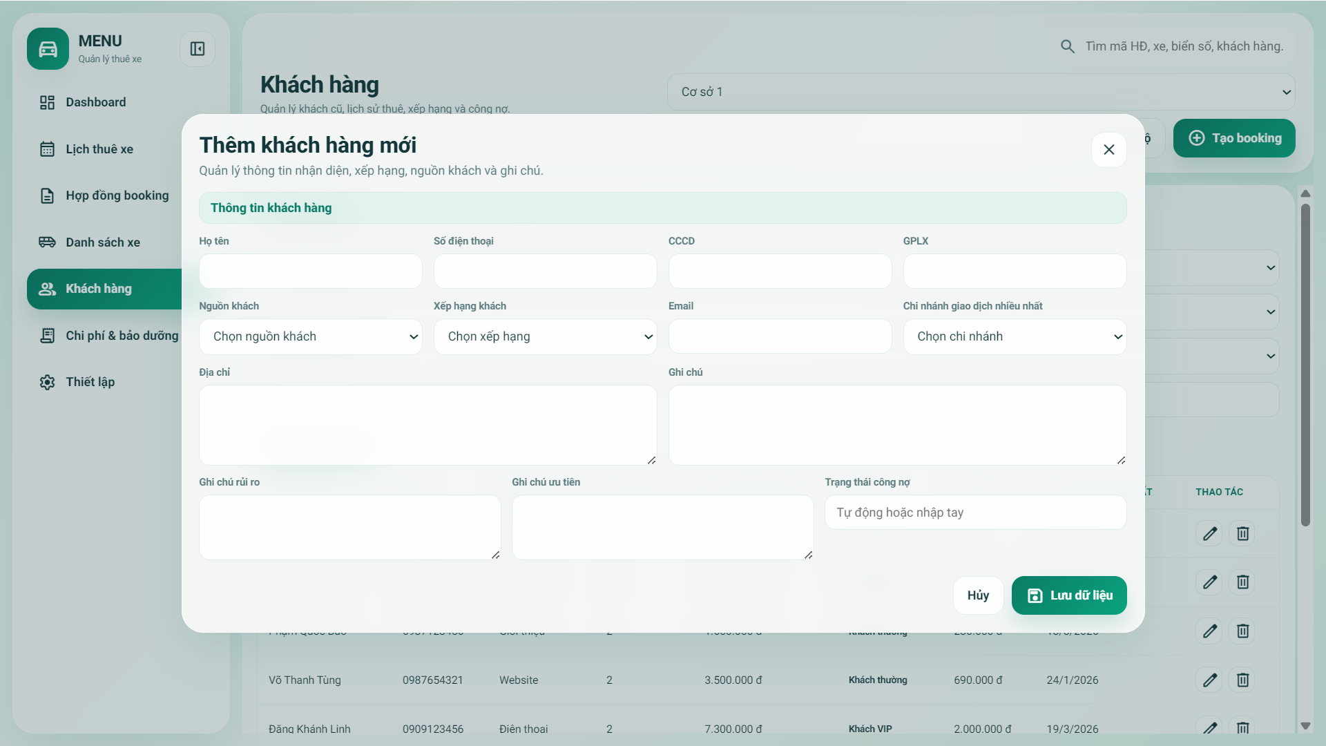 Web App Sheet - Quản lý lịch thuê xe máy / ô tô | Có quản lý thông tin khách hàng, chi phí bảo dưỡng, hợp đồng - Ảnh 8
