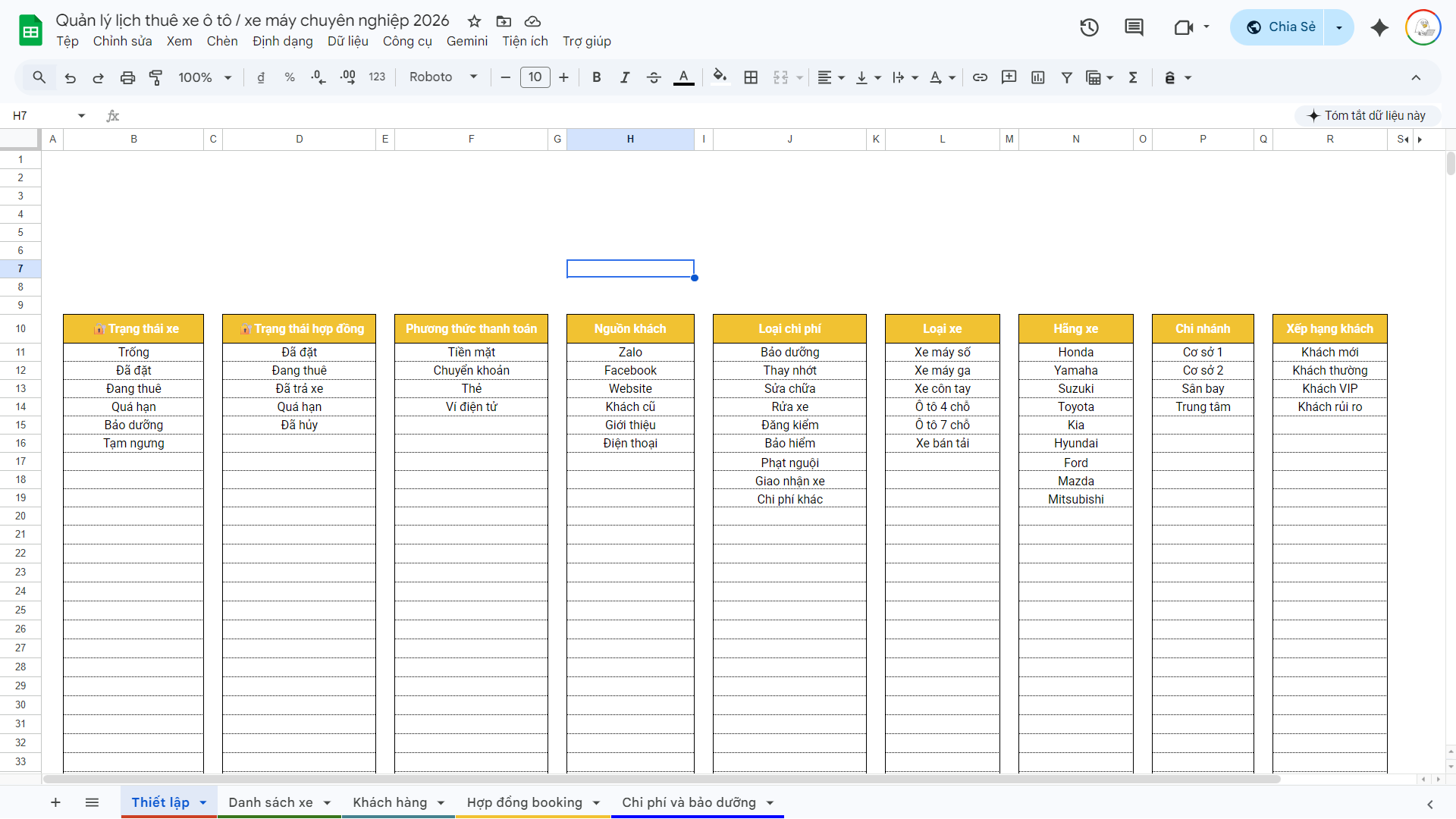 Web App Sheet - Quản lý lịch thuê xe máy / ô tô | Có quản lý thông tin khách hàng, chi phí bảo dưỡng, hợp đồng - Ảnh 17