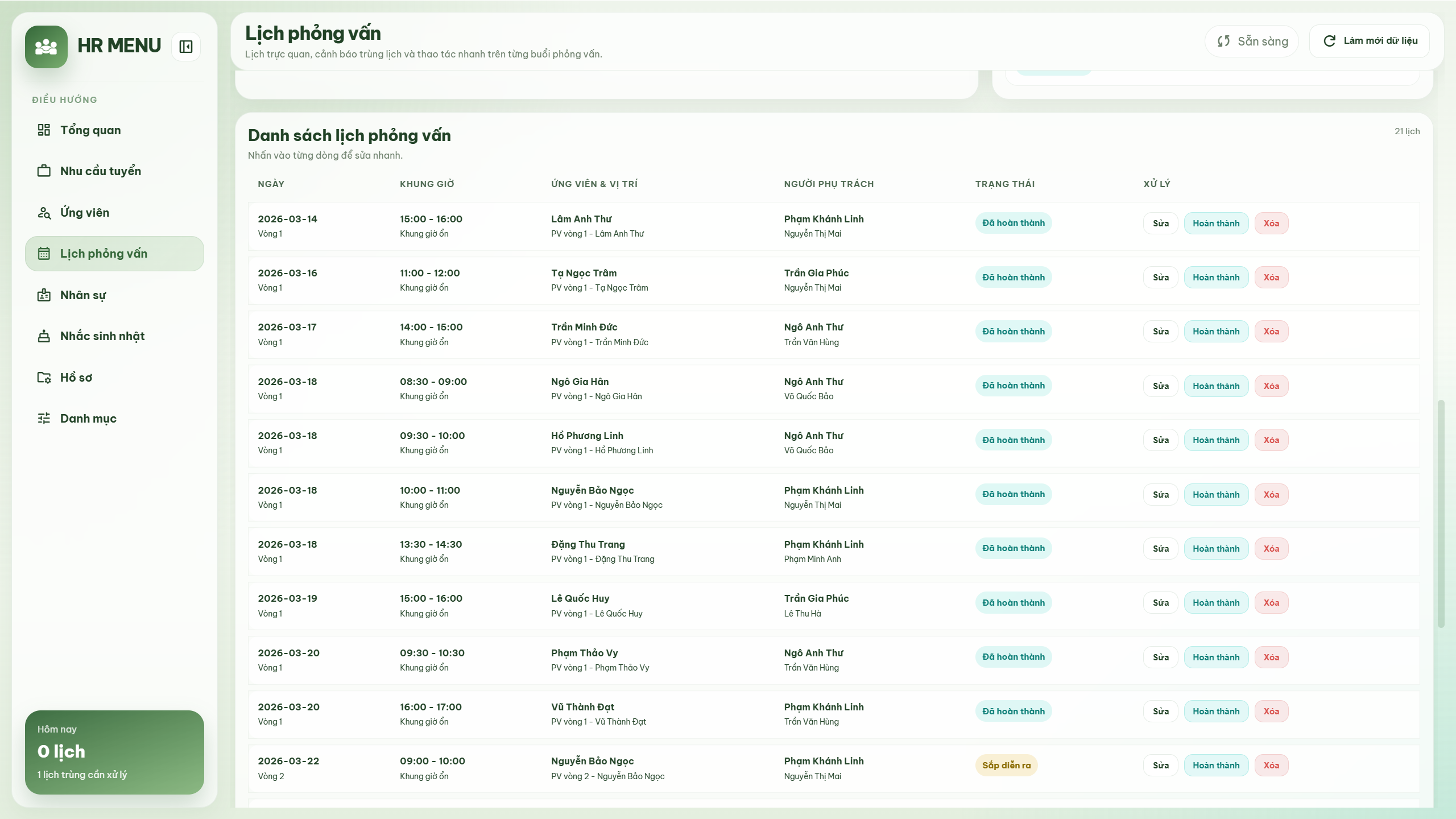 Web app - Quản lý thông tin nhân sự & tuyển dụng (Danh sách ứng viên, lịch phỏng vấn, hồ sơ nhân sự, sinh nhật) - Ảnh 9