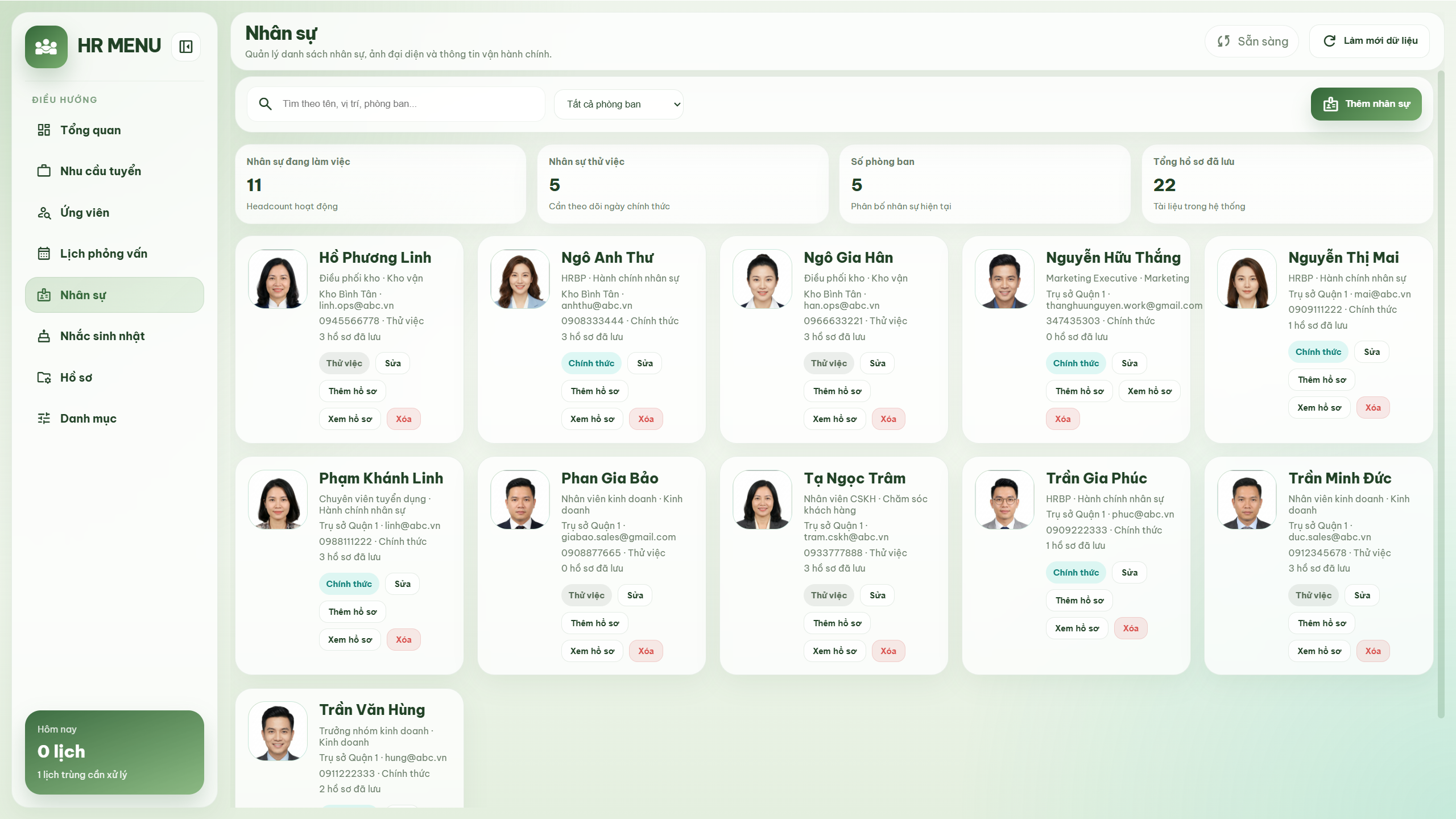 Web app - Quản lý thông tin nhân sự & tuyển dụng (Danh sách ứng viên, lịch phỏng vấn, hồ sơ nhân sự, sinh nhật) - Ảnh 10