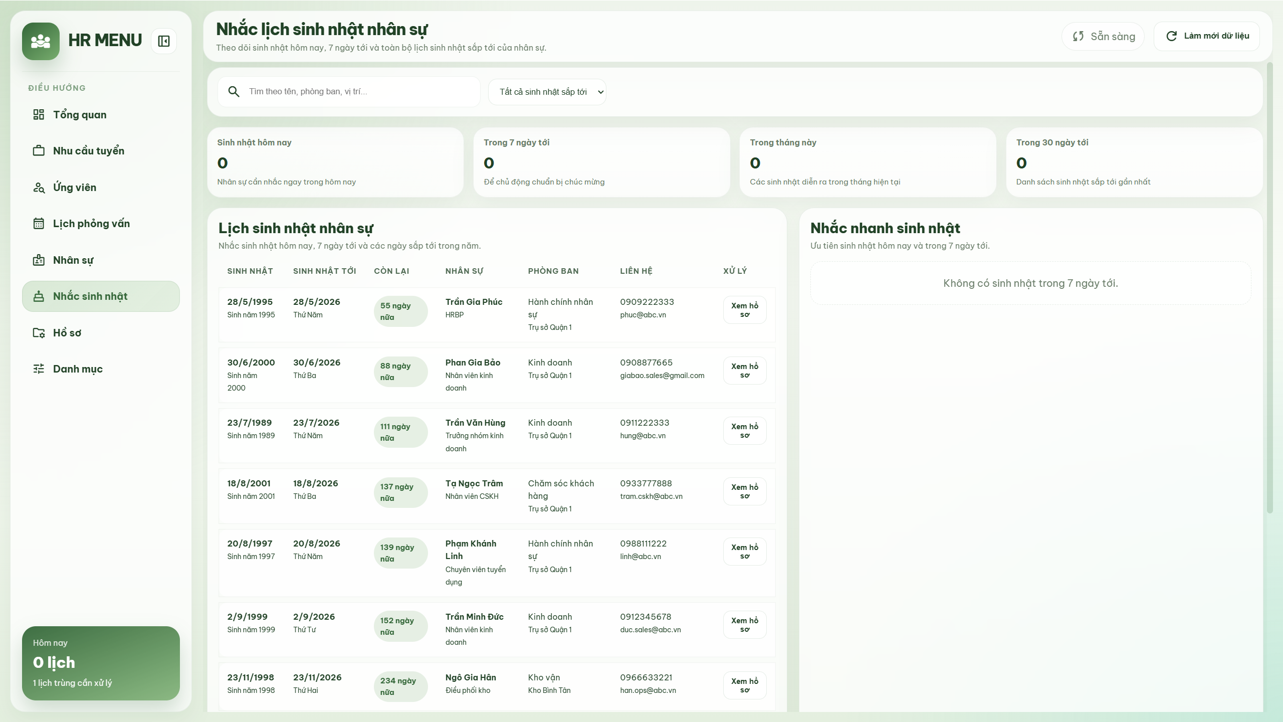 Web app - Quản lý thông tin nhân sự & tuyển dụng (Danh sách ứng viên, lịch phỏng vấn, hồ sơ nhân sự, sinh nhật) - Ảnh 11