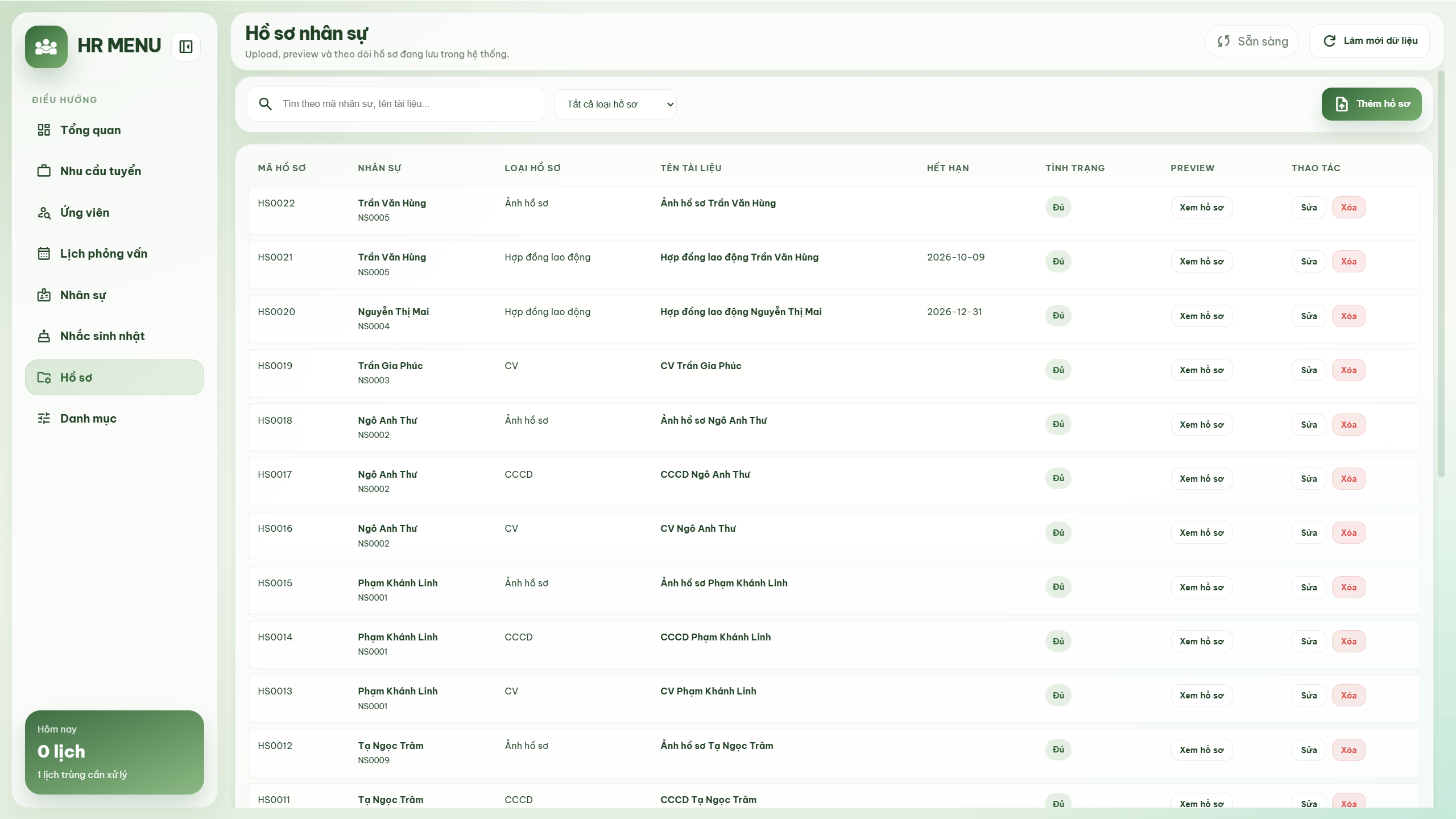 Web app - Quản lý thông tin nhân sự & tuyển dụng (Danh sách ứng viên, lịch phỏng vấn, hồ sơ nhân sự, sinh nhật) - Ảnh 12