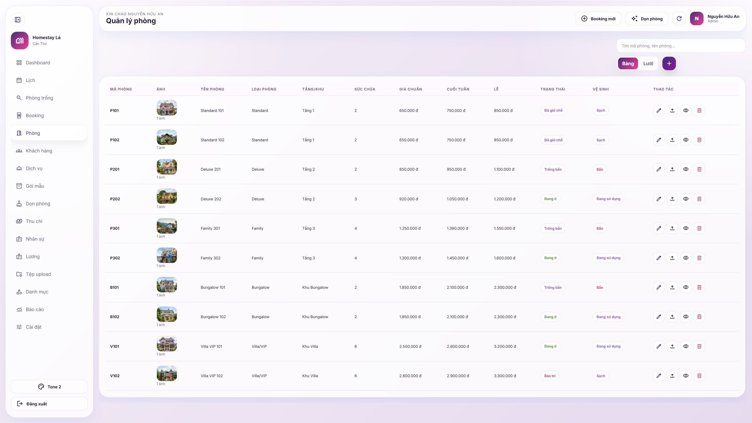 WEB APP - HOMESTAY & HOTEL ALL IN ONE (Quản lý phòng, booking, khách hàng, vận hành, thu chi, dọn phòng) - Ảnh 11