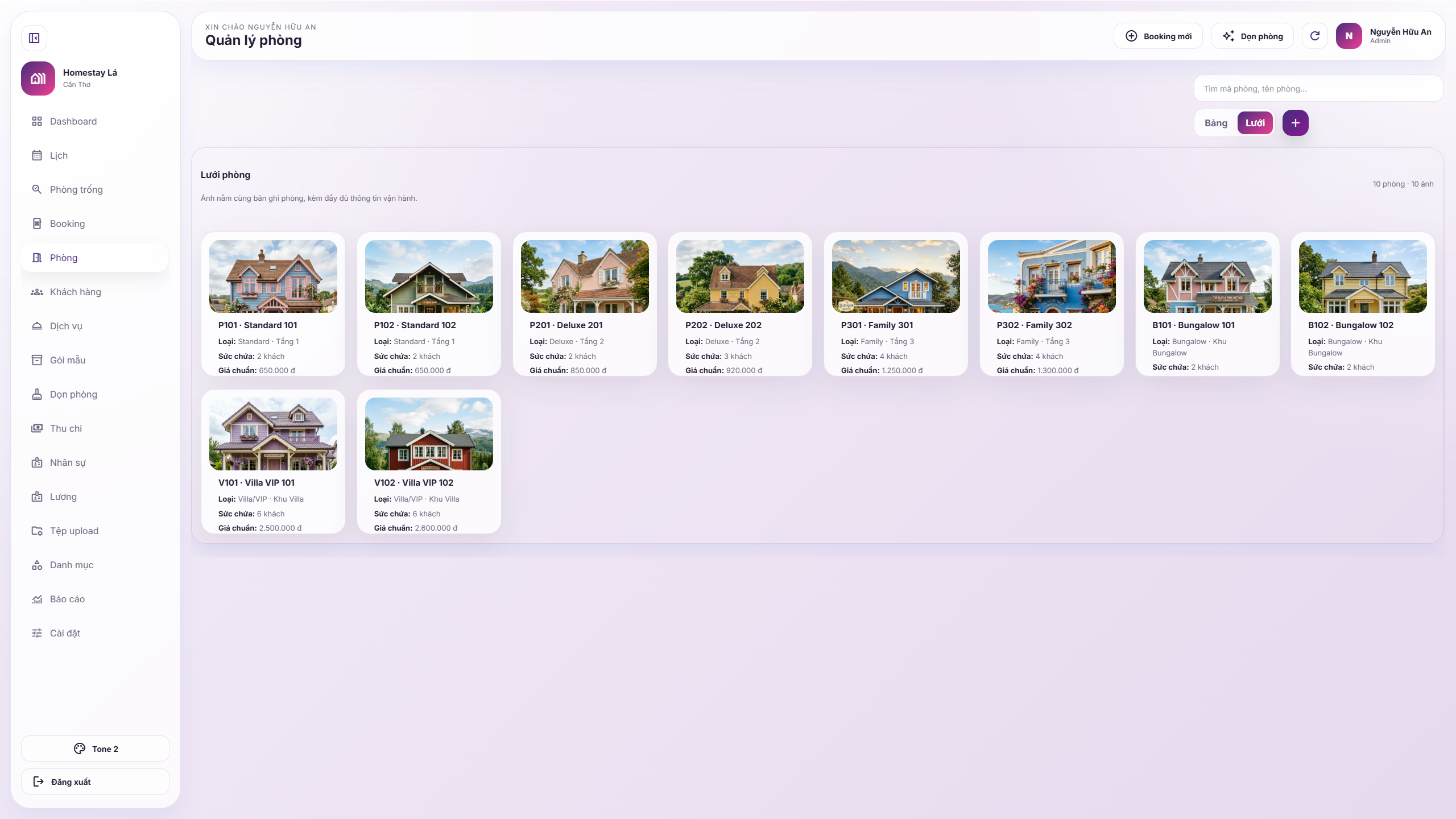 WEB APP - HOMESTAY & HOTEL ALL IN ONE (Quản lý phòng, booking, khách hàng, vận hành, thu chi, dọn phòng) - Ảnh 12