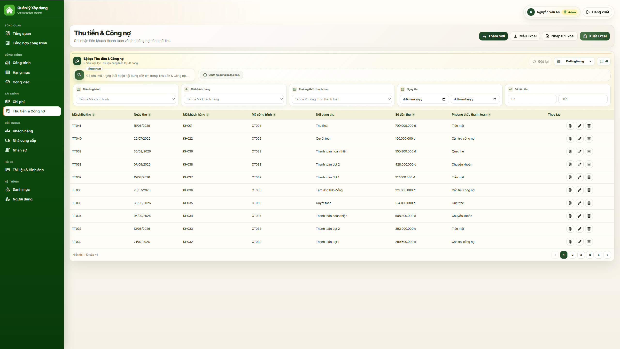 WEB APP - Quản lý công trình xây dựng (Tiến độ, chi phí, công nợ, nhân sự, hạng mục & công việc) - Ảnh 10