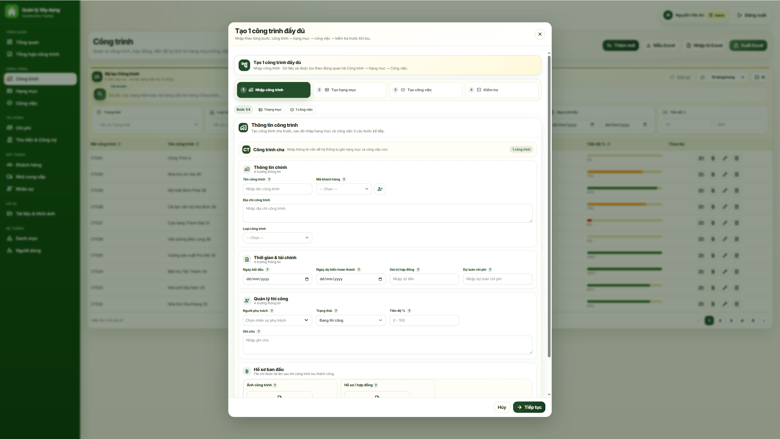 WEB APP - Quản lý công trình xây dựng (Tiến độ, chi phí, công nợ, nhân sự, hạng mục & công việc) - Ảnh 15