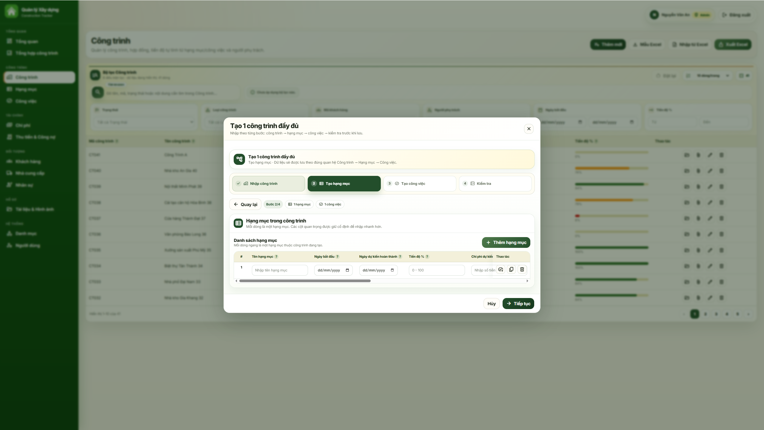 WEB APP - Quản lý công trình xây dựng (Tiến độ, chi phí, công nợ, nhân sự, hạng mục & công việc) - Ảnh 16