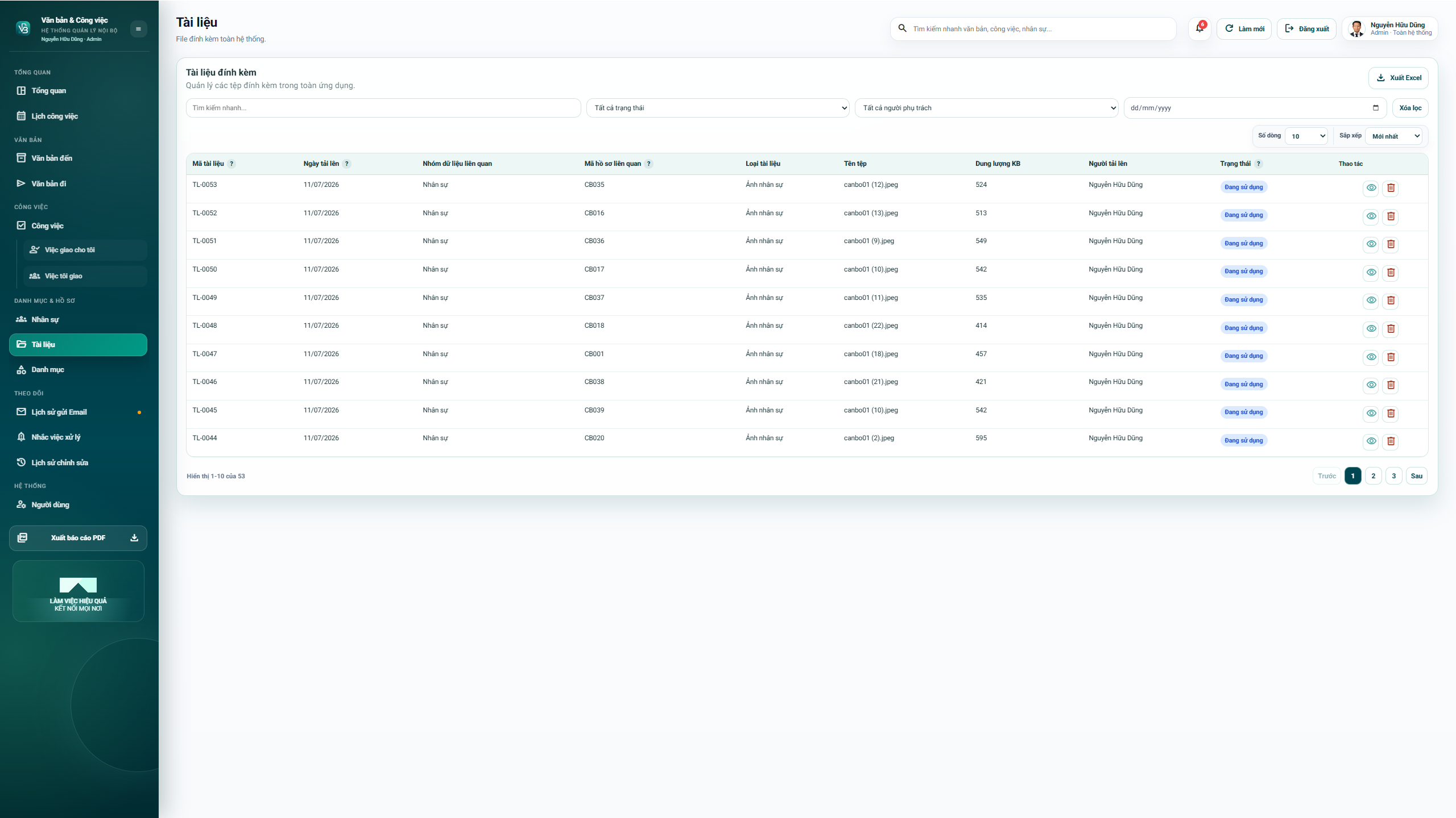 WEB APP - Quản lý văn bản đến / Đi, Công việc, Nhân sự 4.0 (Chuyên nghiệp, dễ dùng có hướng dẫn sử dụng chi tiết) - Ảnh 8