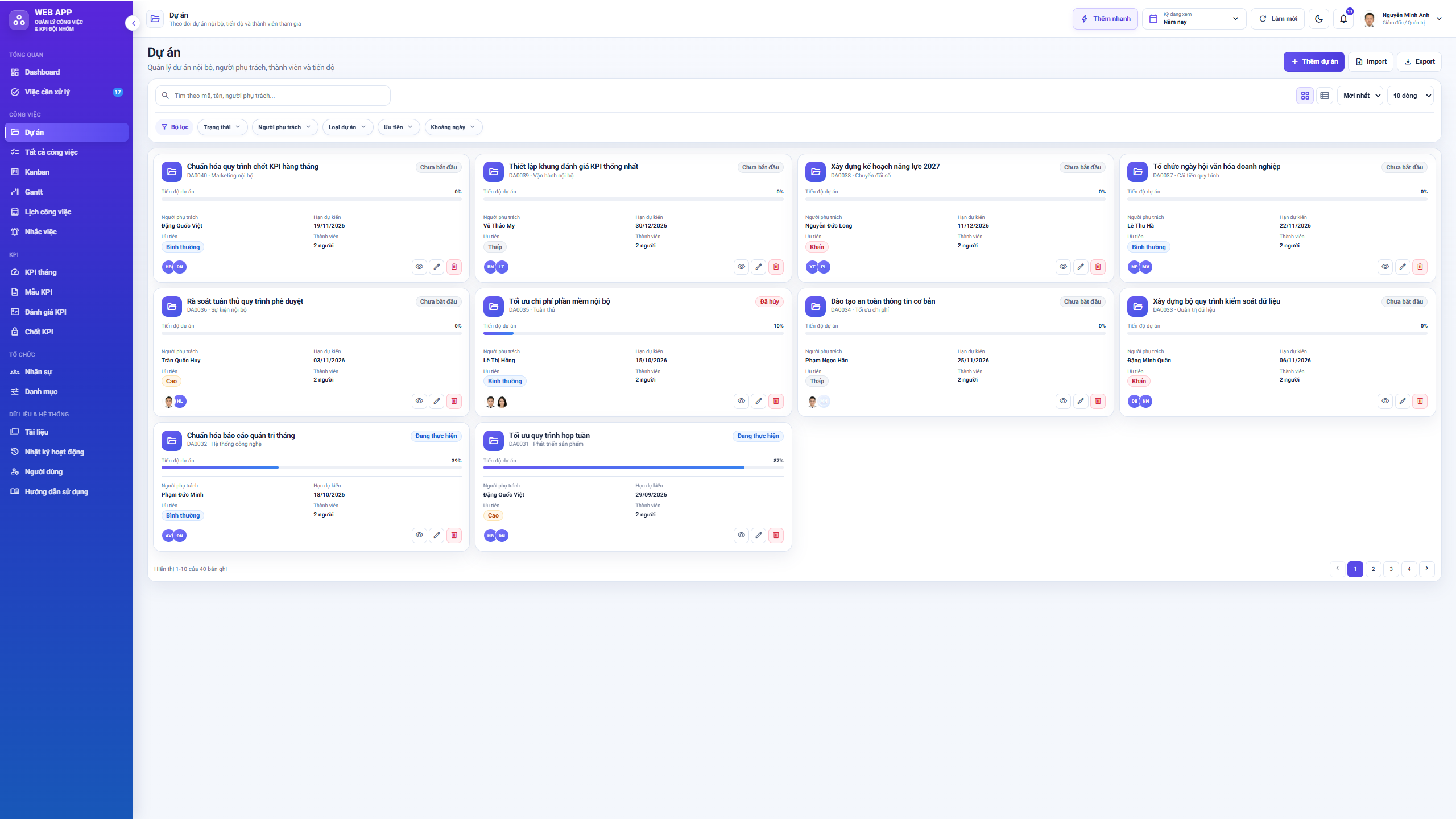 WEB APP - Quản lý Công việc & KPI Đội nhóm (Tính KPI, duyệt tiến độ, công việc, có email nhắc việc tự động) - Ảnh 6