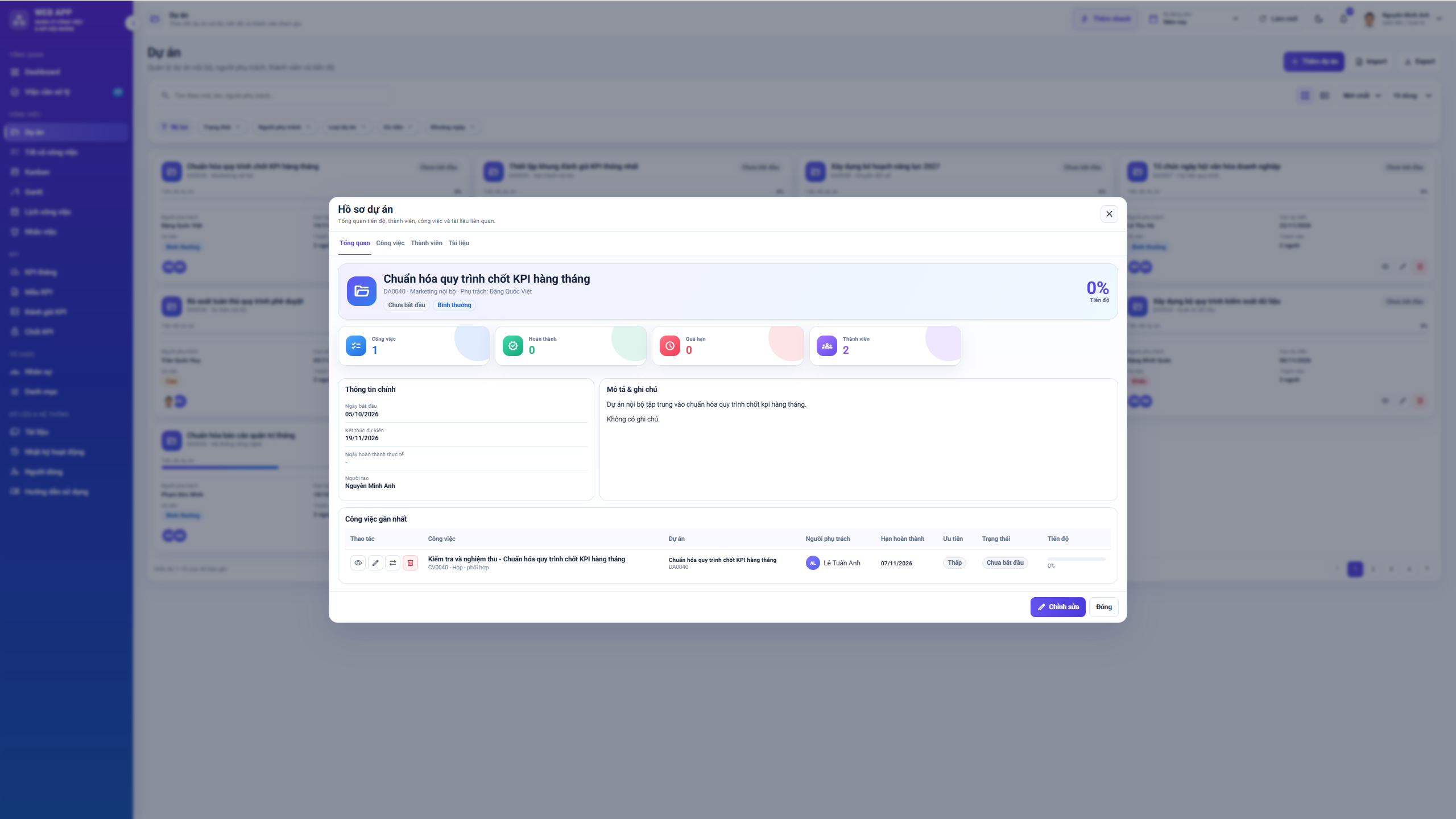 WEB APP - Quản lý Công việc & KPI Đội nhóm (Tính KPI, duyệt tiến độ, công việc, có email nhắc việc tự động) - Ảnh 7