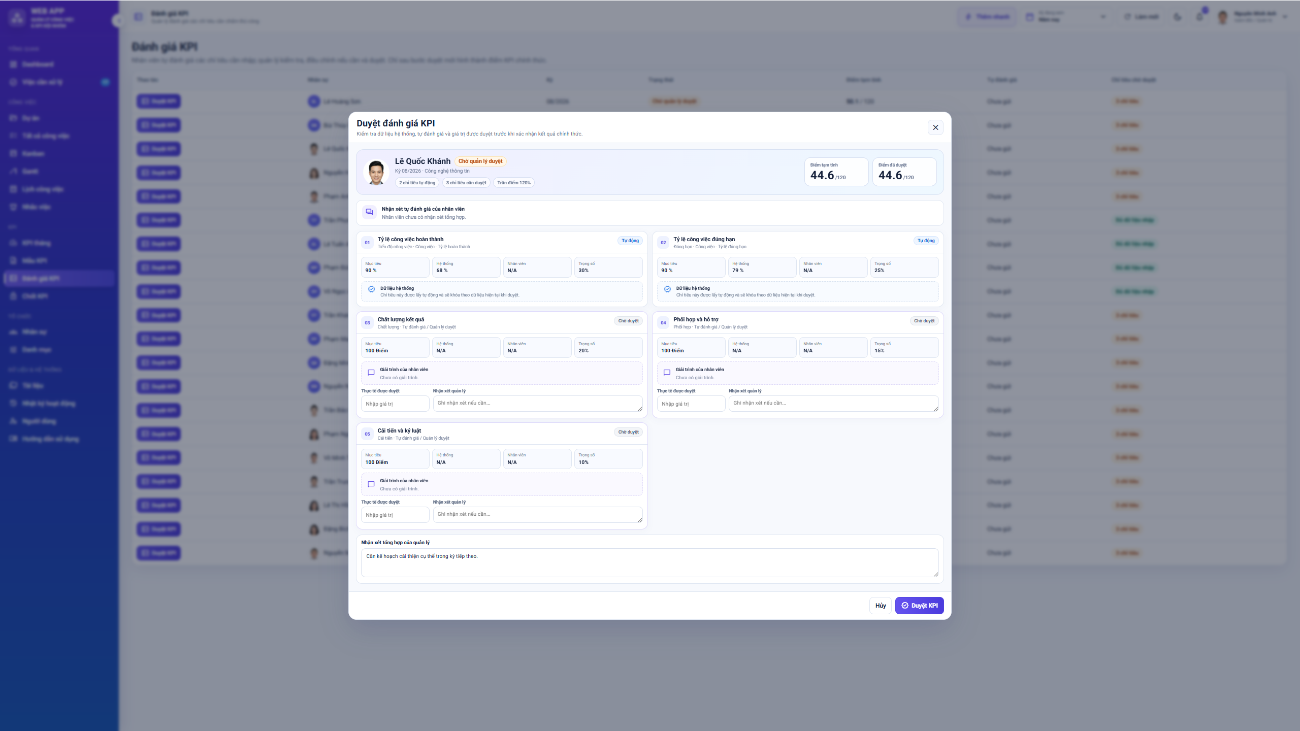 WEB APP - Quản lý Công việc & KPI Đội nhóm (Tính KPI, duyệt tiến độ, công việc, có email nhắc việc tự động) - Ảnh 17