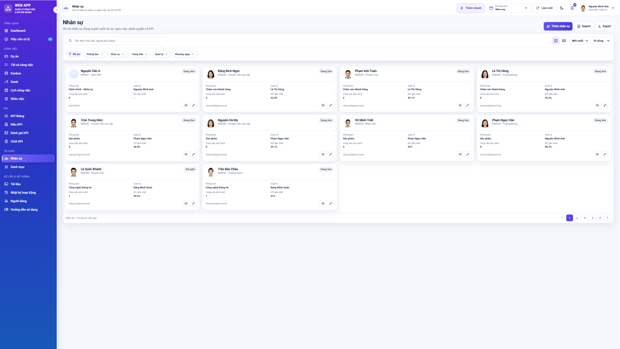 WEB APP - Quản lý Công việc & KPI Đội nhóm (Tính KPI, duyệt tiến độ, công việc, có email nhắc việc tự động) - Ảnh 19