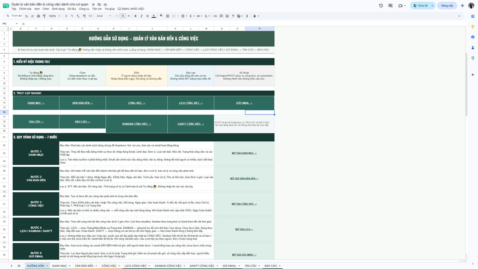 Google Sheet - Quản lý văn bản đến & công việc dành cho cơ quan 1.0 - Ảnh 2